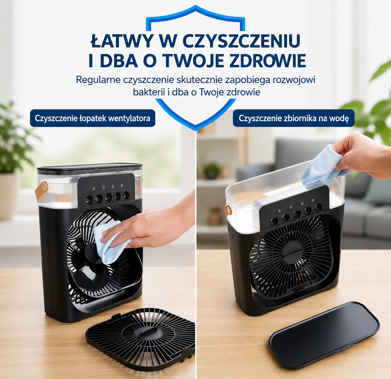 ❄️ Przenośna Klimatyzacja Powietrza 3 w 1 USB – Wentylator, Nawilżacz i Lampka LED